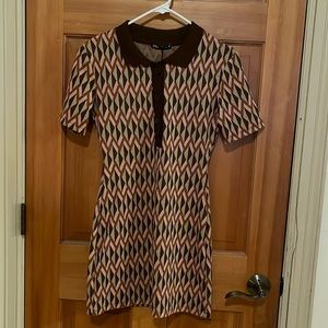 NWT Zara Jacquard Collared Mini Dress Size Small